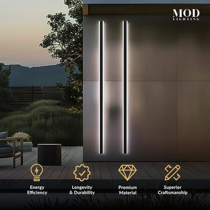 𝗠𝗢𝗗 𝗟𝗜𝗚𝗛𝗧𝗜𝗡𝗚 Haylen | Waterproof Outdoor Wall Light, LED Dimmable with Remote 3000K-6000K, Long Outdoor Porch Lights, Wired Lighting Fixture, Patio Exterior Wall Sconce, 1-Pack (Black, 94")