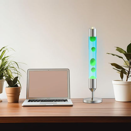 24.4-Inch Relaxing Liquid Motion Lamps,Magma Lamps, Home Decor Living Room Office Bedroom Lamp ((Green Wax, Blue Water/Silver))