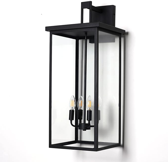 30" Extra Large Outdoor Wall Lights Exterior Wall Sconce,Black Outdoor Garage Lights,Modern Exterior Light Fixtures,Waterproof Outdoor Porch Lights for House,Front Door Light Fixture E12 Base