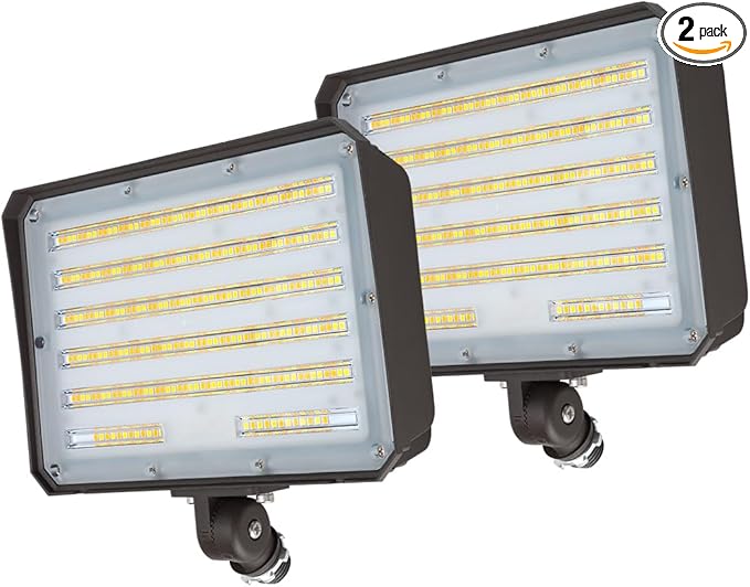 LED Flood Lights Outdoor with Dusk to Dawn Photocell, Security Lighting 100W 80W 60W Tunable, 3/4/5000K Adjustable Knuckle Mount Exterior Floodlights for Garage, Stadium, IP65 Waterproof 2 Pack