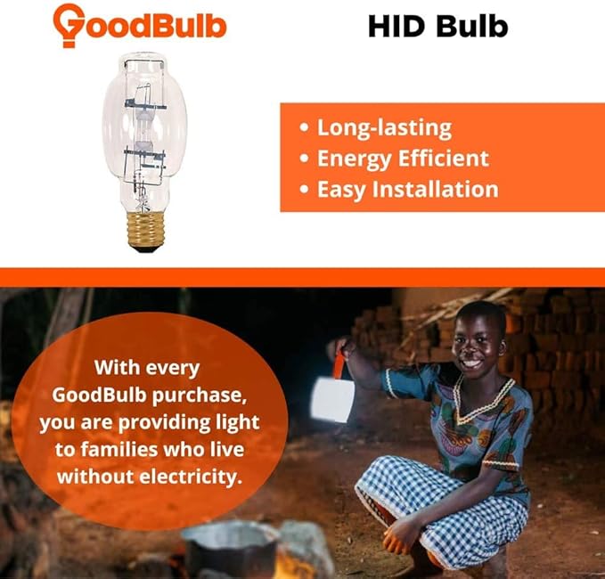 GoodBulb 400-Watt Metal Halide HID Light Bulb | 400W E39 Base BT28 ANSI Code M135/M155 | 4000K Cool White Color | Clear Finish | 9000 Life Hours (Pack of 2 Bulbs)