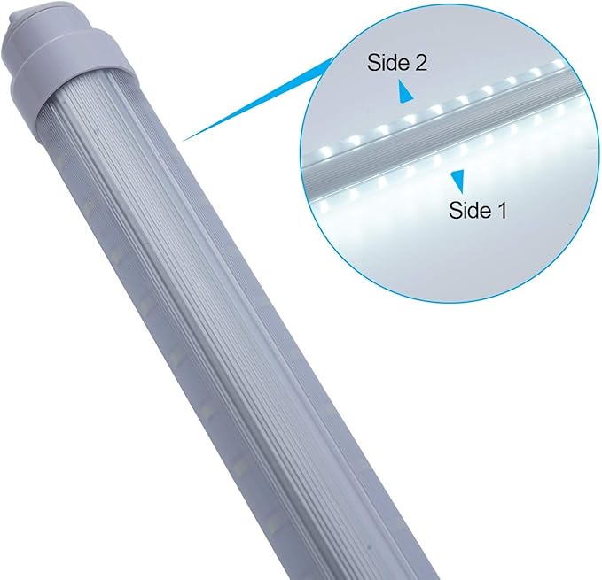 6 pack T10 4FT 24W Led Tube Light Double Sided 360° Rotatable R17D Base Double Rows Led Ballast Bypass 4 Foot Advertisement Sign Lighting 6500k Cool White Striped Cover 100-277V (4ft 24w, 6 pack)