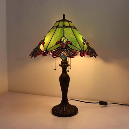 Bieye S10026 Tiffany Style Stained Glass Baroque Lampshade (17-inch Wide Green)