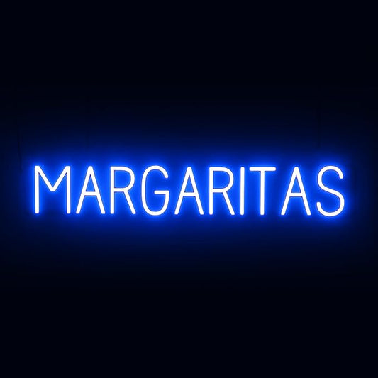 SpellBrite MARGARITAS Sign | Mexican Food-Related Sign with Neon Look, Blue LED Light Source | 38.7" x 6.3"