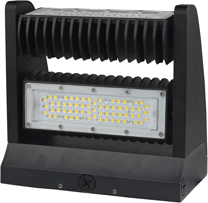 RuggedGrade 80W - Rotate IV Series LED Wall Pack - 11,400 Lumens - 5000K Bright White - Wattage Selectable - Outdoor LED Wall Light - Black Housing - DLC 5.1 Premium