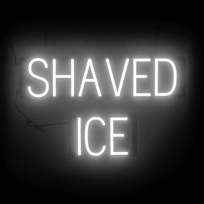 SpellBrite SHAVED ICE Sign | Treat-Related Sign with Neon Look, White LED Light Source | 24.9" x 15.0"