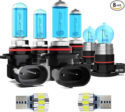 Light Bulbs Compatible with Dodge Charger 2010, High Performance Halogen Headlight Bulb And License Plate Lights Combo, 9005 9006 5202 High Low Beam Fog Lights,Pack of 8