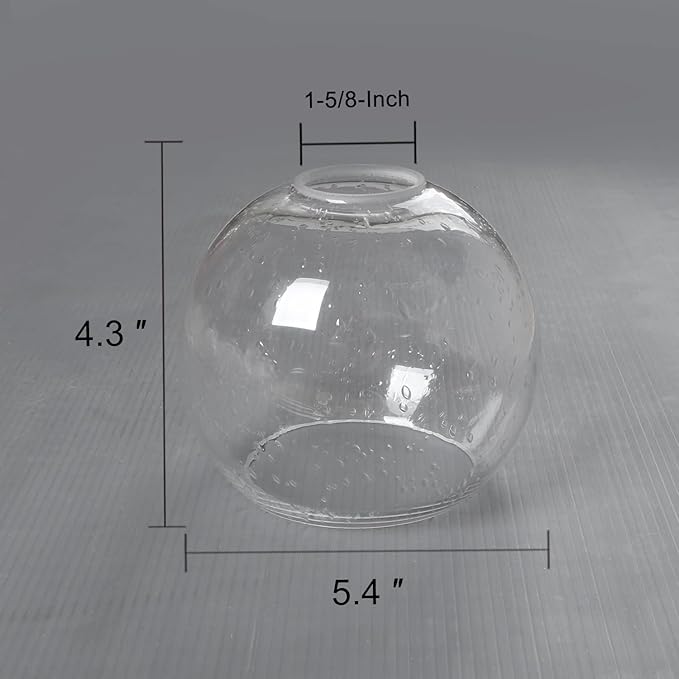 Clear Seeded Glass Globe Lamp Shades Replacement Lampshade Cover with 1-5/8-inch for Wall Sconce Pendant Lighting G0091