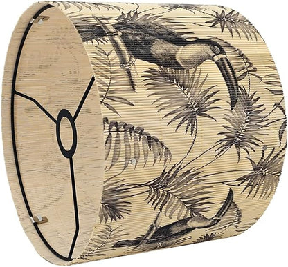 Bamboo Lampshade With Tropical Plants green floral Design, Suitable For Floor Lamps And Desk Lamps, Art deco, Rustic And Elegant, Groovy Unique(11.8 * 9Inch) (Toucan)