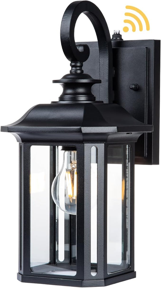 JYZ Dusk to Dawn Outdoor Wall Lighting, Exterior Porch Light Fixture, Waterproof Outdoor Wall Mount Lantern, Classic Black Sconce Lamp Outside for House Doorway Garage Patio Yard
