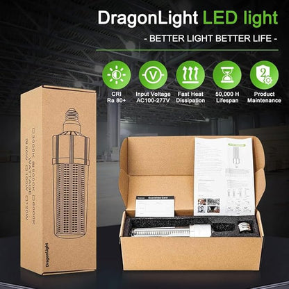DragonLight 60W Corn LED Light Bulb (200 Watt Metal Halide/HID/HPS Replacement) E26/E39 Large Mogul Base LED Lamp 3000K Warm White 7,200LM