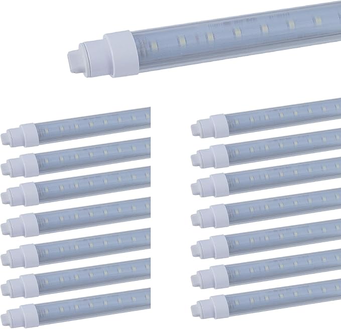 15 pack T10 4FT 24W Led Tube Light Double Sided 360° Rotatable R17D Base Double Rows Led Ballast Bypass 4 Foot Advertisement Sign Lighting 6500k Cool White Striped Cover 100-277V (4ft 24w, 15 pack)