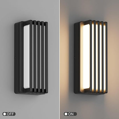 2 Pack Outdoor Modern LED Wall Lights, Waterproof IP65 LED Exterior Lighting Fixtures Wall Mount, 3000K Decorative Wall Sconce for House Outside Garage Porch Courtyard