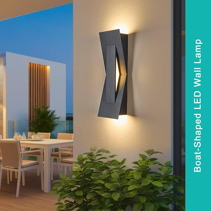 Modern Dimmable LED Up Down Wall Light,120-277V,CRI 90+,2200LM 3000K,IP65 Waterproof, 10%-100% Dimmable for Commercial & Home Outdoor or Indoor, 15 Inch Porch & Patio Wall Mount.