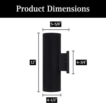 Ultralux 12 Inch Modern LED Matte Black Up and Down Wall Light, Outdoor Wall Sconce Front Door Light Fixture, 2000 Lumen Outdoor Sconce 30 Watt Outside Lights for House 3000K Exterior Light Fixture
