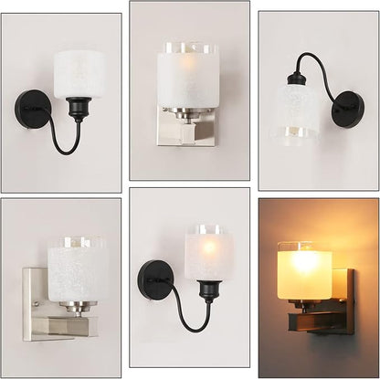 2 Pack White Frosted Glass Lamp Shade, Cylinder Light Fixture Replacement Globe or Cover with 1-5/8-Inch Fitter for Pendant Light Chandelier Wall Sconce G0099