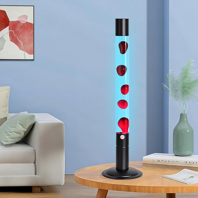 Liquid Motion Lamp, 30-Inch Magma Lamps for Adults Kids with Red Wax in Blue Liquid Motion Lamp Cool Home Office Decoration… (Blue Water Red Wax)