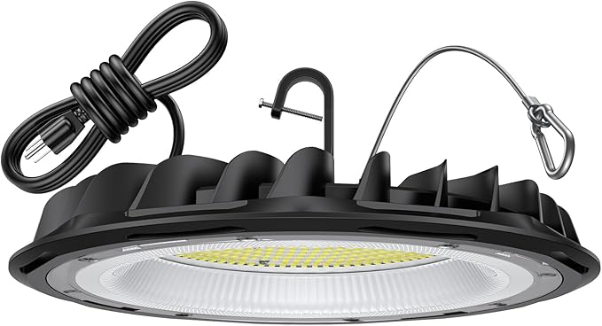 hunhun ETL 155W UFO LED High Bay Light, 22500lm, Daylight 5000K, US Plug,110-277V, IP65 Waterproof Commercial LED Shop Lights for Workshop Factory Barn Warehouse, Garage ETL Listed