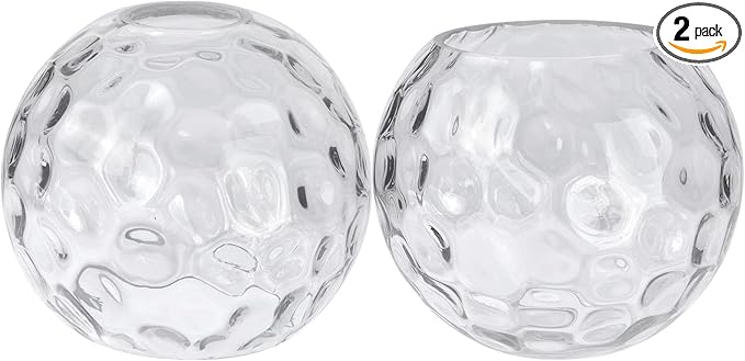 Glass Lamp Shade Replacement Globe & Cover for Lighting Fixture, 5.9" Diameter, 1-5/8 inch Fitter, 2 Pack Clear Hammered Vanity Globe Lamp Shade