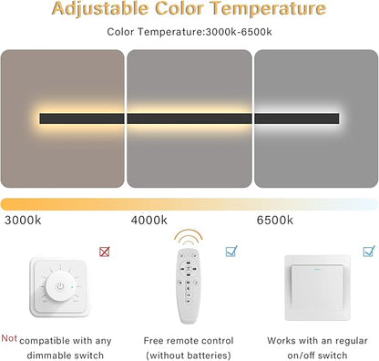 2pcs Modern Long Outdoor Wall Light 79in Black Exterior Wall Lighting IP65 Waterproof Garage Outdoor Wall Sconce 3000K-6000K Dimmable LED Lights Linear Wall Light for House Porch Patio
