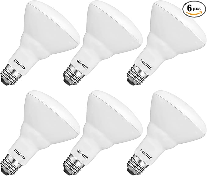 LUXRITE 6-Pack BR30 LED Bulb, 65W Equivalent, 2700K Warm White, Dimmable, 650 Lumens, LED Flood Light Bulbs, 8.5W, Energy Star, E26 Medium Base, Damp Rated, Indoor/Outdoor - Living Room and Kitchen