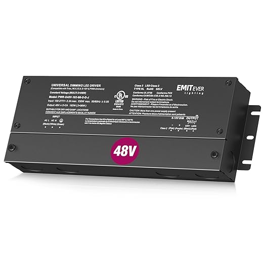 EMITEVER Dimmable LED Driver, 48V 192W 5-in-1 Dimmable Power Supply,2-Channels AC to DC Transformer for LED Light, Compatible with Lutron and Leviton Dimmer, Waterproof IP67 and UL Listed, Class 2