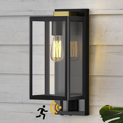 Motion Sensor Outdoor Wall Lights, Dusk to Dawn Outdoor Lighting, Modern Wall Mount Light Fixtures, 3 Modes Black Square Exterior Wall Lanterns for Outside Garage, Bulb Not Included