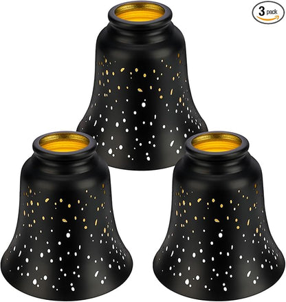 Ceiling Fan Light Covers, 3 Pack Pendant Light Shade Replacement with 1-5/8" Fitter, ALUCSET 4.5" Height and 4-3/4" Diameter, Metal Bell Shaped Cover for Chandelier Pendant Light Wall Sconces Series