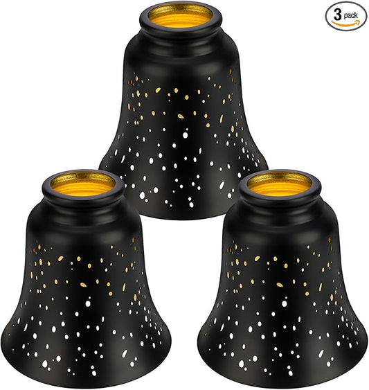 Ceiling Fan Light Covers, 3 Pack Pendant Light Shade Replacement with 1-5/8" Fitter, ALUCSET 4.5" Height and 4-3/4" Diameter, Metal Bell Shaped Cover for Chandelier Pendant Light Wall Sconces Series