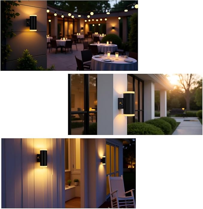 Dusk to Dawn Outdoor Lighting, ZUUKOLE Waterproof Exterior Wall Lantern, Anti-Rust Aluminum Wall Mount Lighting Cylinder Design – Up Down Lights Outdoor for Porch, Patio or Garage, 2 Pack