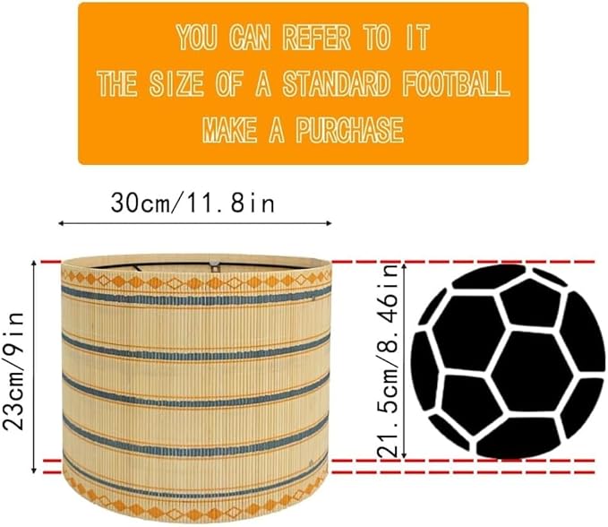 Modern Translucent Barrel bamboo lamp shade Art decorative with Colorful Minimalist geometric style ideal for living room bederoom Table Floor Lamp easy assemble size 11.8x9Inch (Colorful Geometric A)