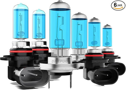 Light Bulbs Compatible with ES350 2007-2009 Headlight Bulbs,Halogen 9005 High Beam H7 Low Beam 9006 Fog Lights Combo, 6000K Bright White, Plug N Play, 6-Pack