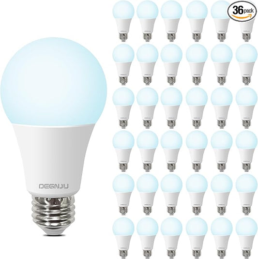 LED Light Bulbs Daylight 5000K, 100 Watt Equivalent LED Bulbs, A19 Standard Bulbs, 1500 LM, 15000 Hours, E26 Base, Non-Dimmable, 13W LED Bulbs for Bedroom Living Room 36 Pack