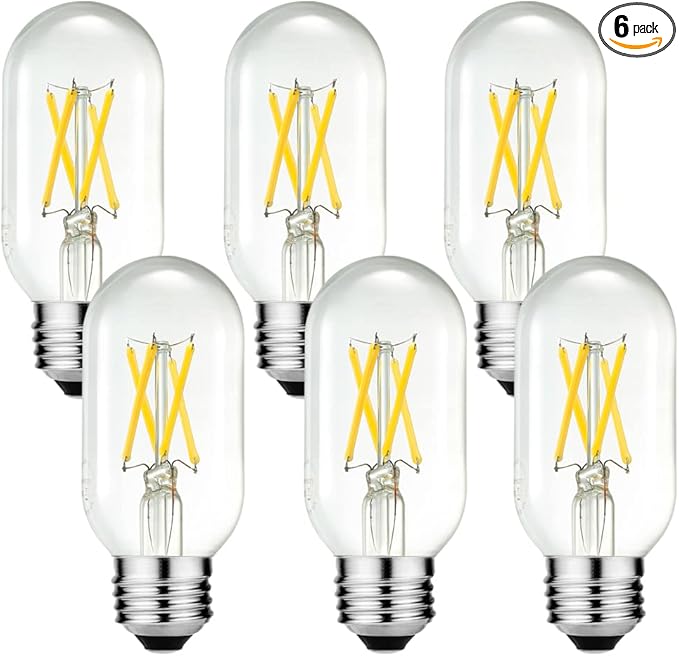 LiteHistory E26 Edison Bulb 6W Equivalent E26 LED Bulb 60 Watt Dimmable Neutral White 4000K led Light Bulb AC120V 600lm Tubular T14 T45 LED Bulb for Pendant,Sputnik,Vanity,Chandeliers Pack of 6