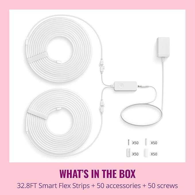 WiZ Connected Neon Smart Flex Strip, 32.8 ft (Two 16.4ft Flex LED Strips), 16 Million Colors, Shades of White, RGBIC Lighting, Connects to Wi-Fi, Voice/App Control