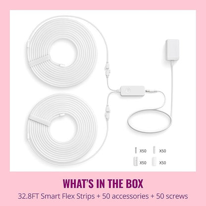 WiZ Connected Neon Smart Flex Strip, 32.8 ft (Two 16.4ft Flex LED Strips), 16 Million Colors, Shades of White, RGBIC Lighting, Connects to Wi-Fi, Voice/App Control