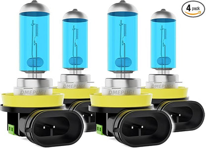 Light Bulbs Compatible with Maxima 2016-2018 halogen Headlight Bulbs Front Bulb Bright Light halogens Combo, H11/H8/H9 High Beam + H11 Low Beams, Plug N Play,Pack of 4