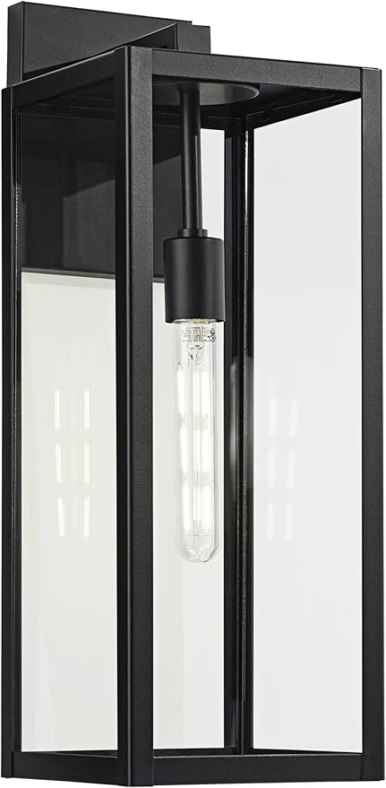John Timberland Titan Modern Industrial Outdoor Wall Light Fixture Mystic Black Metal 20" Clear Glass Damp Rated for Exterior House Porch Patio Outside Deck Garage Yard Front Door Garden Home