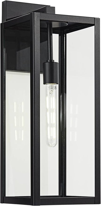 John Timberland Titan Modern Industrial Outdoor Wall Light Fixture Mystic Black Metal 20" Clear Glass Damp Rated for Exterior House Porch Patio Outside Deck Garage Yard Front Door Garden Home