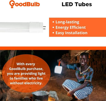 GoodBulb 4 Foot LED Tube 17 Watt T8 Medium Bi-Pin Base 5000K Cool White High Output 2200 Lumens 80 CRI Type B Direct Wire Car Dealership Lighting 25 Pack