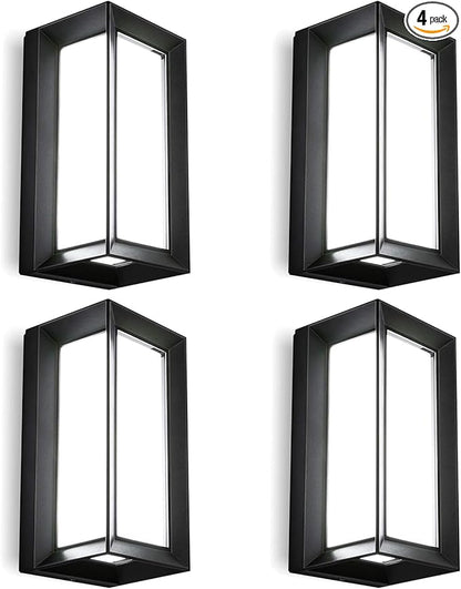 ledmo Exterior Wall Lights LED Beads 1800LM Outdoor Lights Fixtures Wall Mount Matte Black Outdoor Christmas Lighting 6000K Aluminum Shade Modern IP65 Waterproof for House Porch Walkway Coach 4 Pack