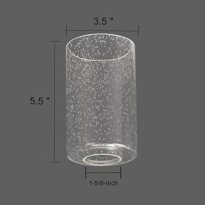 2 Pack Clear Seeded Glass Shade, Cylinder Light Fixture Replacement Globe or Cover with 1-5/8-Inch Fitter for Chandelier Wall Sconce Pendant Light, G0004