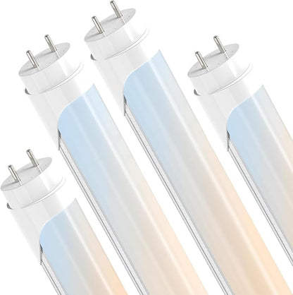JESLED T8 LED 4FT Tube Lights, Type A+B, 24W, 3200LM, 6 Colors 3000K | 3500K | 4000K | 5000K | 6000K | 6500K, Plug and Play or Ballast Bypass, LED Bulbs 4 Foot Replacement, Dual-Ended, Frosted,4 Pack