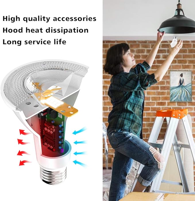 7W Par20 LED Bulb (50W Equivalent), UL Listed, 2700k Ultra Warm White Dimmable Flood Bulbs Lights, 500 Lumens, E26 Base, Recessed Lighting for Indoor Outdoor, 6 Pack