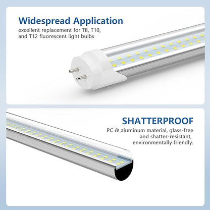 48 Inch LED Bulbs (25 Pack), T8 T10 T12 65W Equivalent Fluorescent Replacement, 24W 3120Lm, 6500K Cool White, Type A+B 4 Foot Tube Light for Office Shop Light, Remove Ballast or Plug & Play