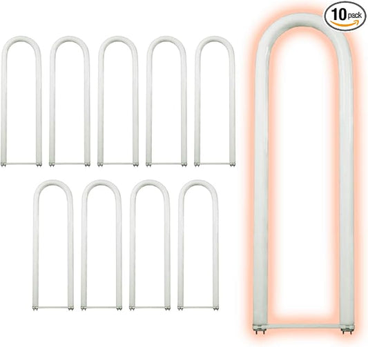 GoodBulb 28 Watt 6 Inch T8 Fluorescent U-Bend Light Bulb 3500K Neutral White Light Medium Bi-Pin Base High Output 1773 Lumens 28W 10000 Life Hours 80 CRI Pack of 10 Bulbs