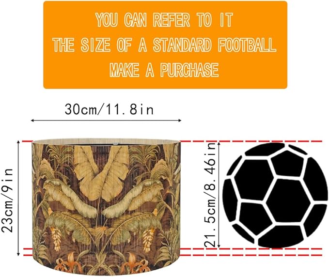 Floral Lamp shade for table lamps and floor lamps Bamboo Made With Tropical Plants green Design, Art deco drum lamp, Rustic And Elegant(11.8 * 9Inch) (Tropical Leaf A)