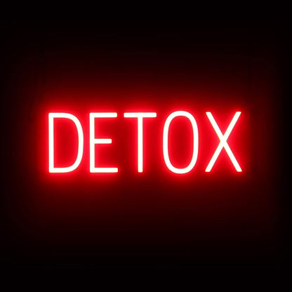 SpellBrite DETOX Sign | Beauty-Related Sign with Neon Look, Red LED Light Source | 20.8" x 6.3"