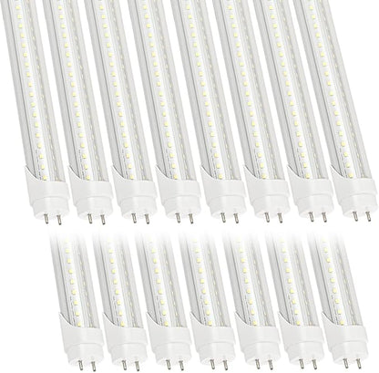 15 Pack 6FT T8 LED Tube Light 40W G13 Bi-Pin Base with 6000K Cool White Bright Dual Row V-Shanped LEDs T8 T10 T12 Fluorescent Light Bulbs Replacement Ballast Bypass