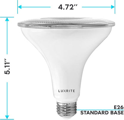 LUXRITE 6 Pack PAR38 LED Outdoor Flood Light Bulbs, 120W Equivalent, 1250 Lumens, 2700K Warm White, 15W Dimmable, Indoor Outdoor Spotlight Bulb, Wet Rated, E26 Standard Base, UL Listed